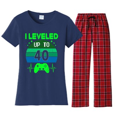 I Leveled Up To 40th Birthday Gift Video Game 40 Years Old Women's Flannel Pajama Set