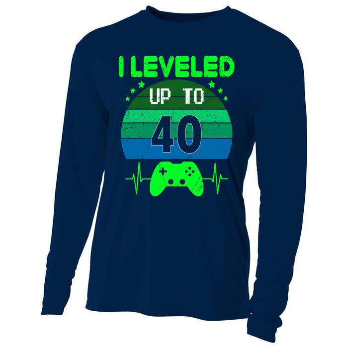 I Leveled Up To 40th Birthday Gift Video Game 40 Years Old Cooling Performance Long Sleeve Crew