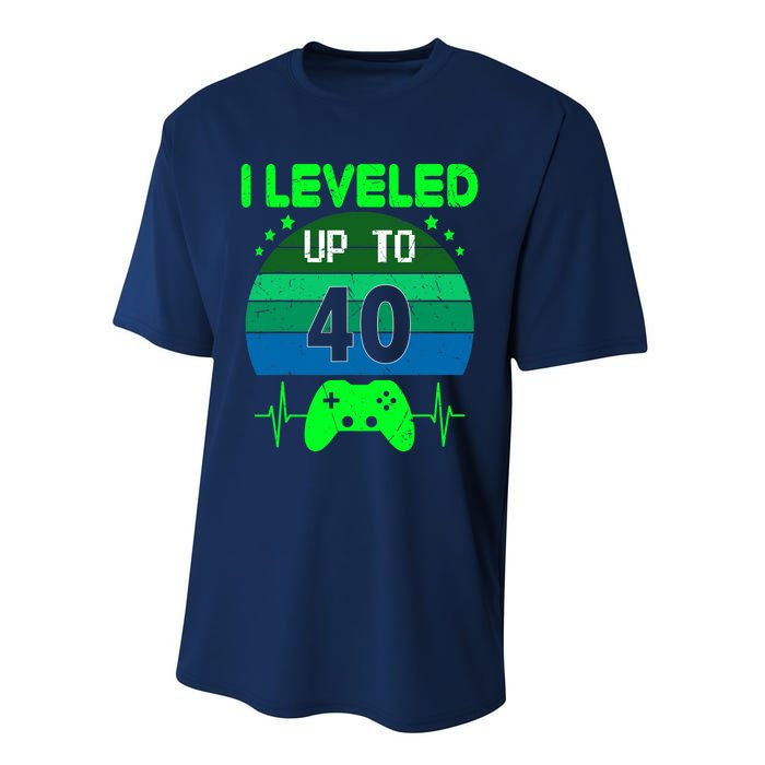 I Leveled Up To 40th Birthday Gift Video Game 40 Years Old Performance Sprint T-Shirt