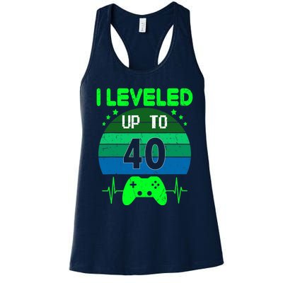 I Leveled Up To 40th Birthday Gift Video Game 40 Years Old Women's Racerback Tank