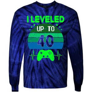 I Leveled Up To 40th Birthday Gift Video Game 40 Years Old Tie-Dye Long Sleeve Shirt