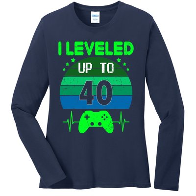 I Leveled Up To 40th Birthday Gift Video Game 40 Years Old Ladies Long Sleeve Shirt