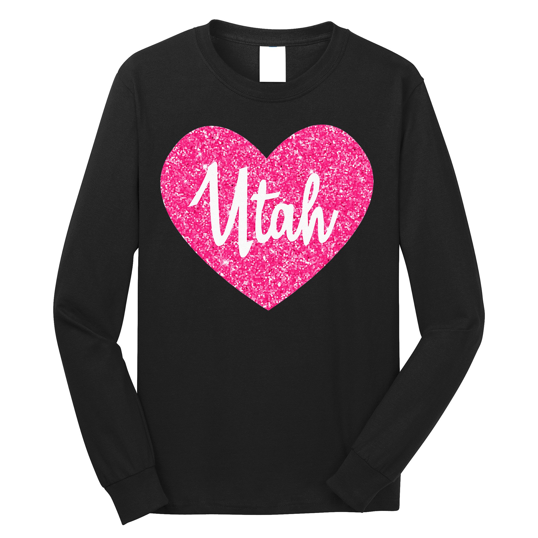 I Love Utah USA State Pink Heart Gift For Women Long Sleeve Shirt