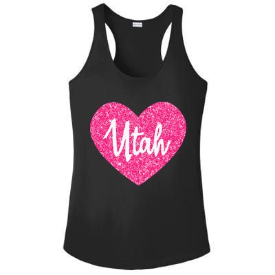 I Love Utah USA State Pink Heart Gift For Women Ladies PosiCharge Competitor Racerback Tank