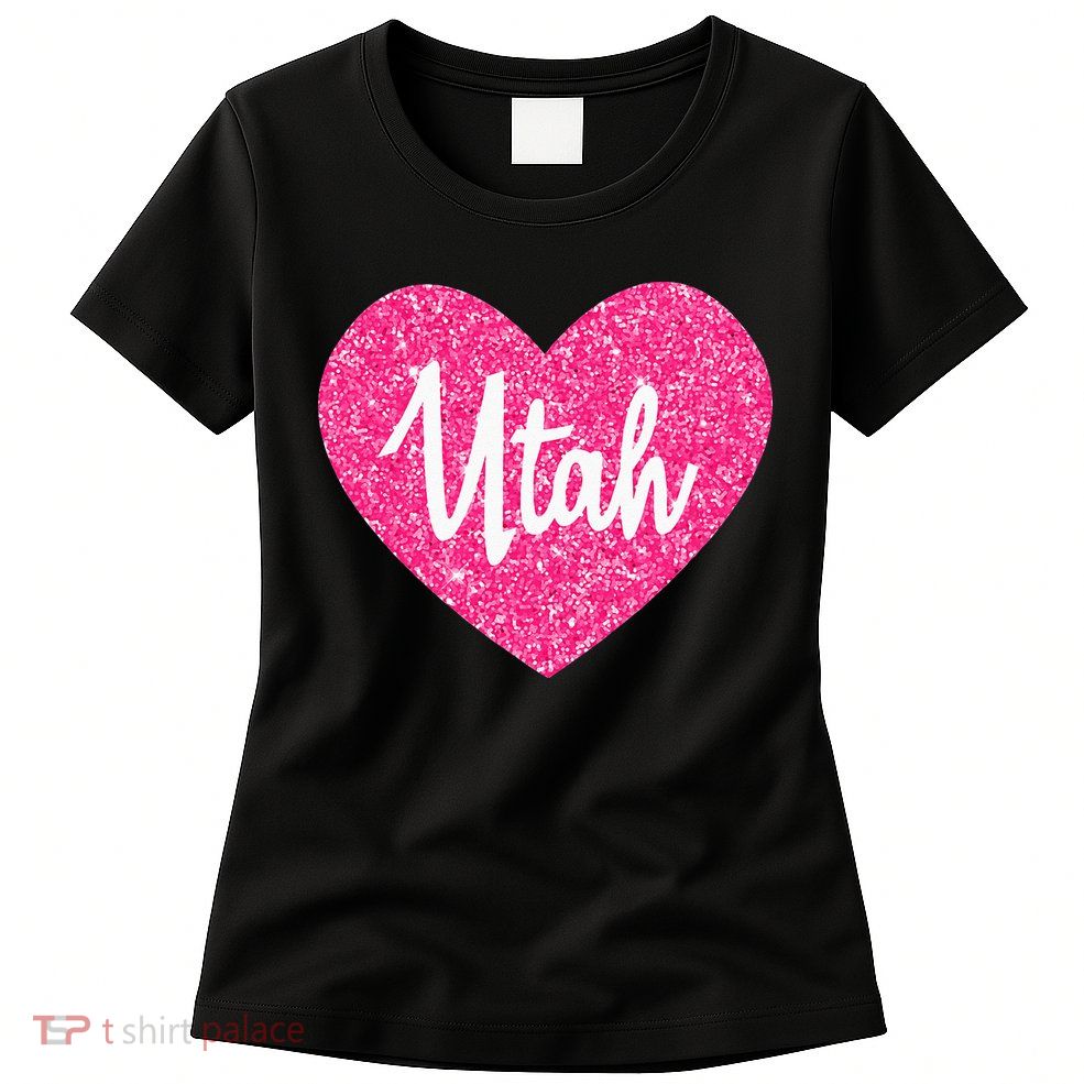 I Love Utah USA State Pink Heart Gift For Women Womens T-Shirt