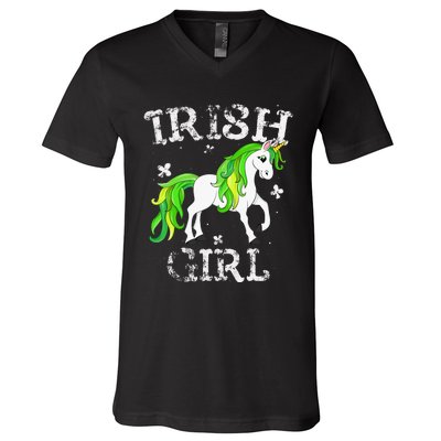 Irish  Leprechaun Unicorn St Patricks Day V-Neck T-Shirt