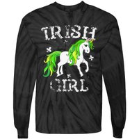 Irish  Leprechaun Unicorn St Patricks Day Tie-Dye Long Sleeve Shirt