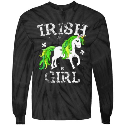 Irish  Leprechaun Unicorn St Patricks Day Tie-Dye Long Sleeve Shirt