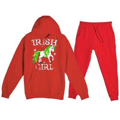 Irish  Leprechaun Unicorn St Patricks Day Premium Hooded Sweatsuit Set