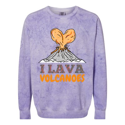 I Lava Volcanoes Geologist Valentines Day Funny Gift Colorblast Crewneck Sweatshirt