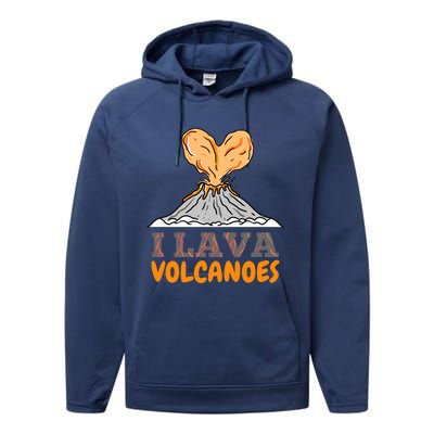 I Lava Volcanoes Geologist Valentines Day Funny Gift Performance Fleece Hoodie