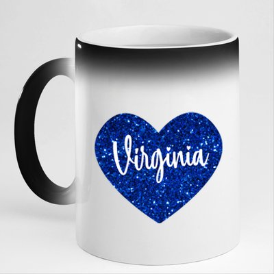 I Love Virginia Usa Heart Gift 11oz Black Color Changing Mug