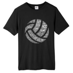 I Love Volleyball Beach Sports Players Word Art Design Great Gift Tall Fusion ChromaSoft Performance T-Shirt