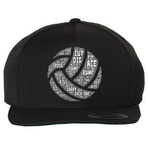 I Love Volleyball Beach Sports Players Word Art Design Great Gift Wool Snapback Cap