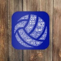 I Love Volleyball Beach Sports Players Word Art Design Great Gift Coaster