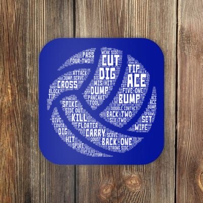 I Love Volleyball Beach Sports Players Word Art Design Great Gift Coaster