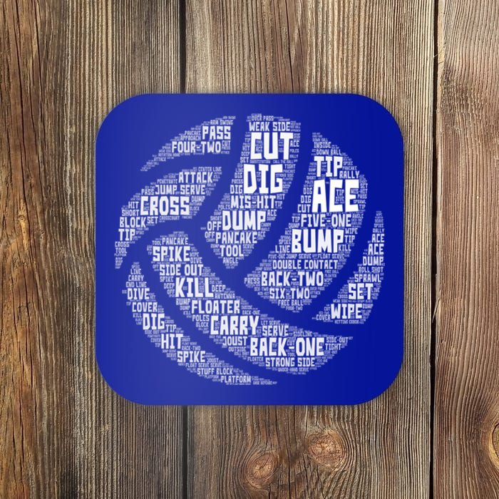 I Love Volleyball Beach Sports Players Word Art Design Great Gift Coaster