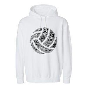 I Love Volleyball Beach Sports Players Word Art Design Great Gift Garment-Dyed Fleece Hoodie