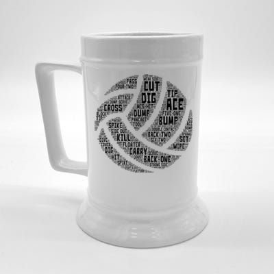 I Love Volleyball Beach Sports Players Word Art Design Great Gift Beer Stein