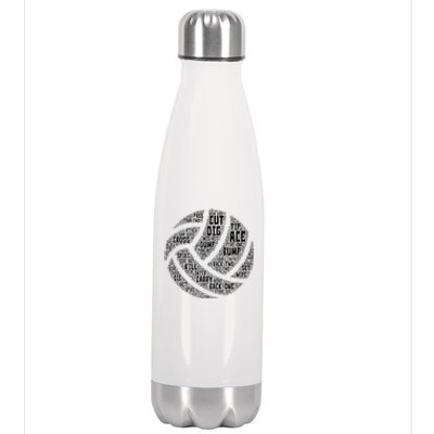 I Love Volleyball Beach Sports Players Word Art Design Great Gift Stainless Steel Insulated Water Bottle