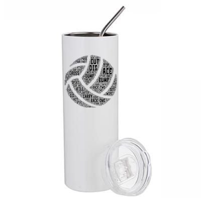 I Love Volleyball Beach Sports Players Word Art Design Great Gift Stainless Steel Tumbler