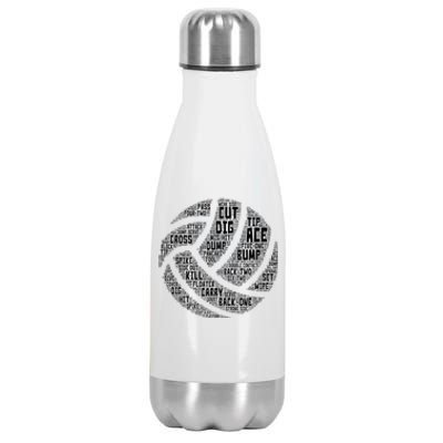 I Love Volleyball Beach Sports Players Word Art Design Great Gift Stainless Steel Insulated Water Bottle