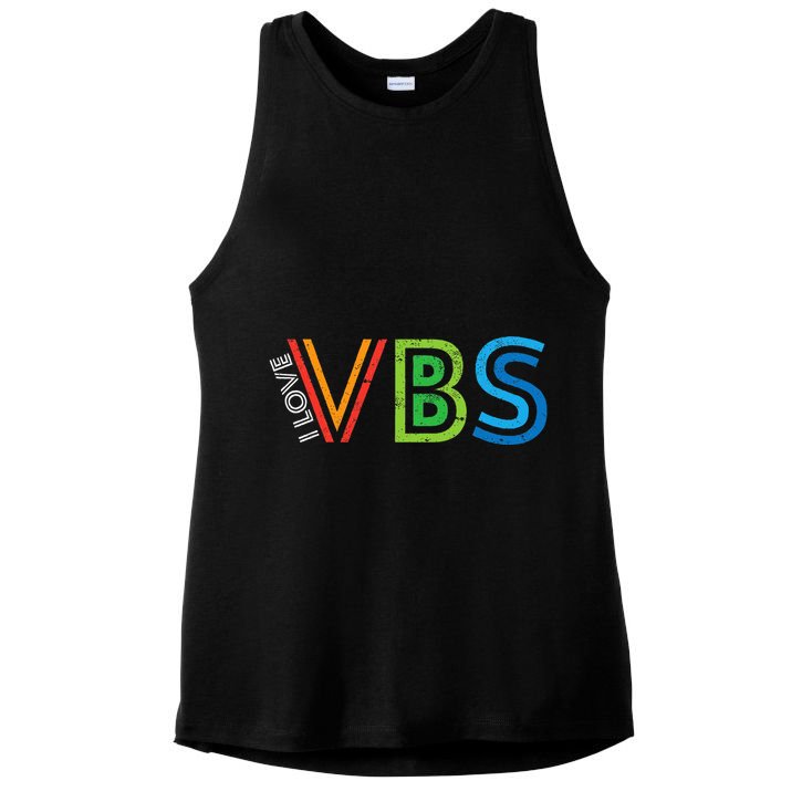 I Love Vbs Vacation Bible School Crew Church Summer Camp Ladies PosiCharge Tri-Blend Wicking Tank