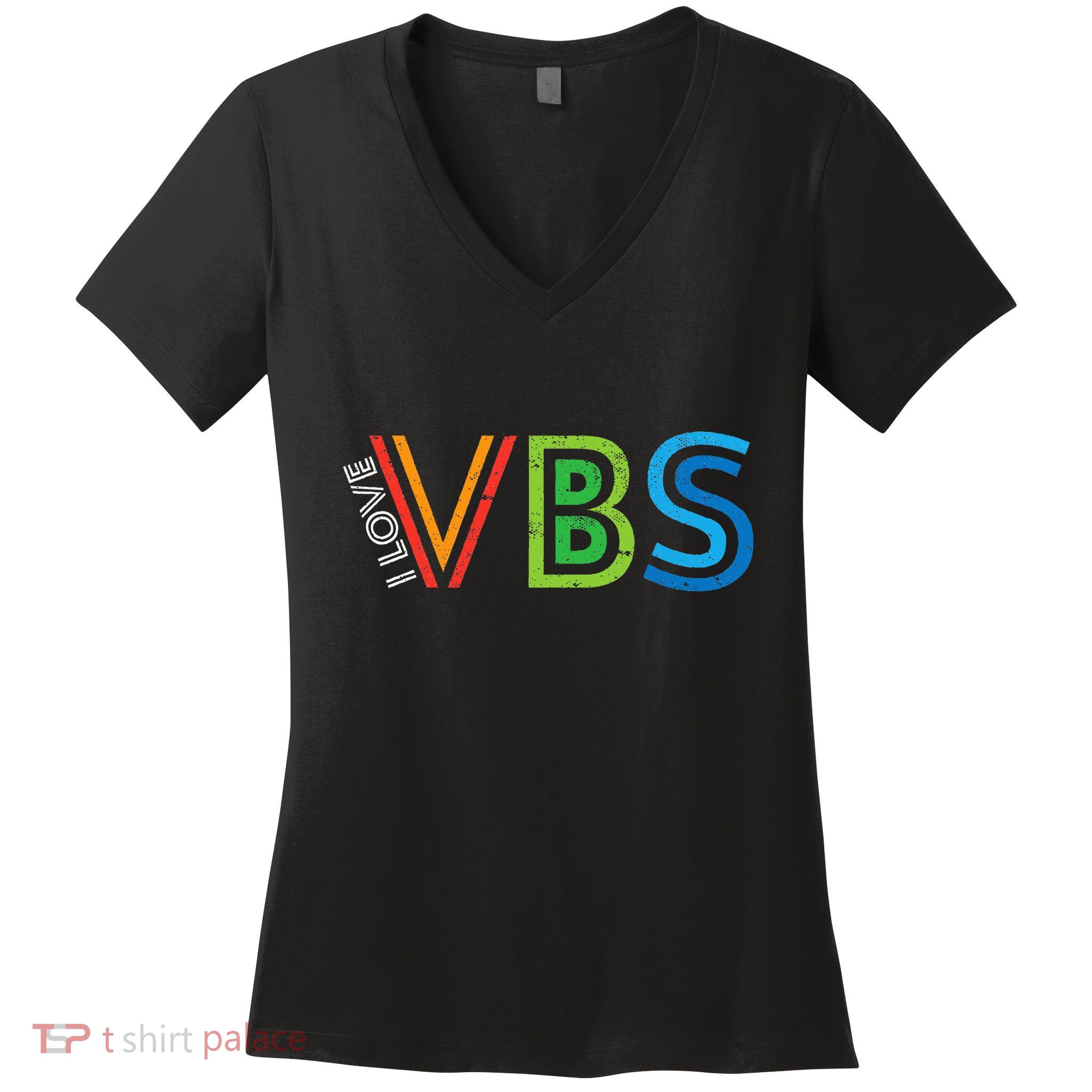 I Love Vbs Vacation Bible School Crew Church Summer Camp Women's V-Neck T-Shirt