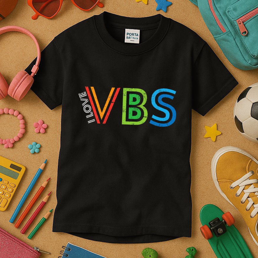 I Love Vbs Vacation Bible School Crew Church Summer Camp Kids T-Shirt