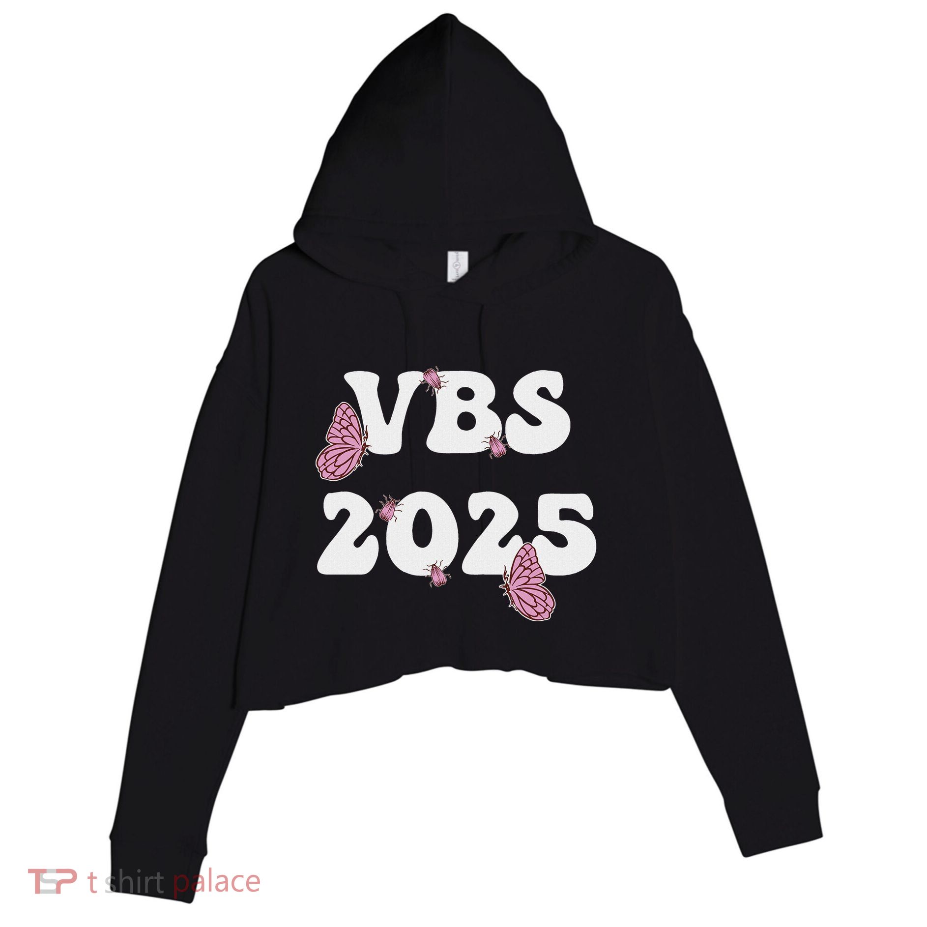 I Love Vbs 2025 Vacation Bible School Butterfly Vbs Team Crop Fleece Hoodie