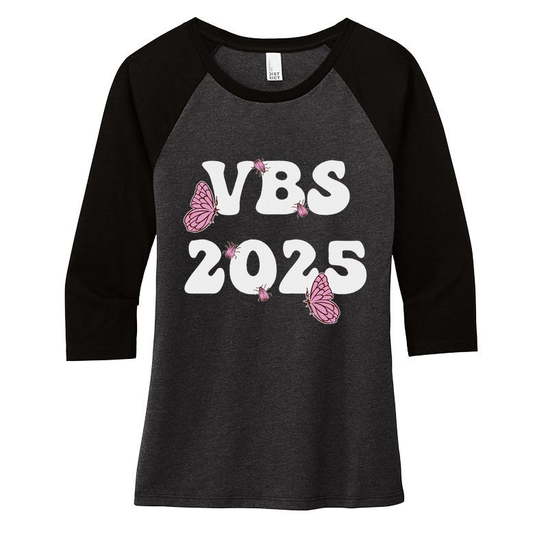 I Love Vbs 2025 Vacation Bible School Butterfly Vbs Team Women's Tri-Blend 3/4-Sleeve Raglan Shirt