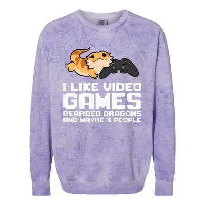 I Like Video Games Bearded Dragons And Maybe 3 People Colorblast Crewneck Sweatshirt