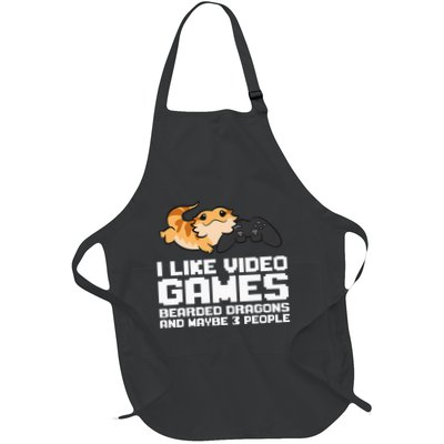 I Like Video Games Bearded Dragons And Maybe 3 People Full-Length Apron With Pockets