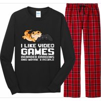 I Like Video Games Bearded Dragons And Maybe 3 People Long Sleeve Pajama Set