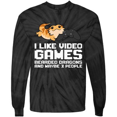 I Like Video Games Bearded Dragons And Maybe 3 People Tie-Dye Long Sleeve Shirt