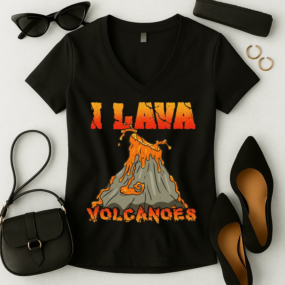 I Lava Volcanoes Geology Volcano Lover Women's V-Neck T-Shirt
