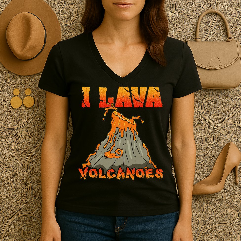 I Lava Volcanoes Geology Volcano Lover Women's V-Neck T-Shirt