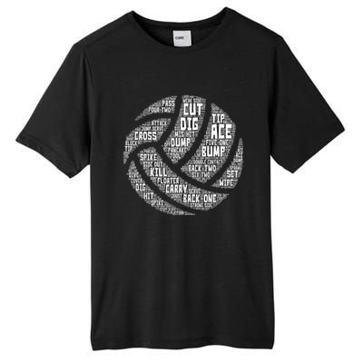 I Love Volleyball Beach Sports Players Word Art Design Gift Tall Fusion ChromaSoft Performance T-Shirt