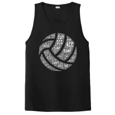 I Love Volleyball Beach Sports Players Word Art Design Gift PosiCharge Competitor Tank