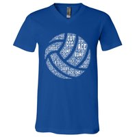 I Love Volleyball Beach Sports Players Word Art Design Gift V-Neck T-Shirt