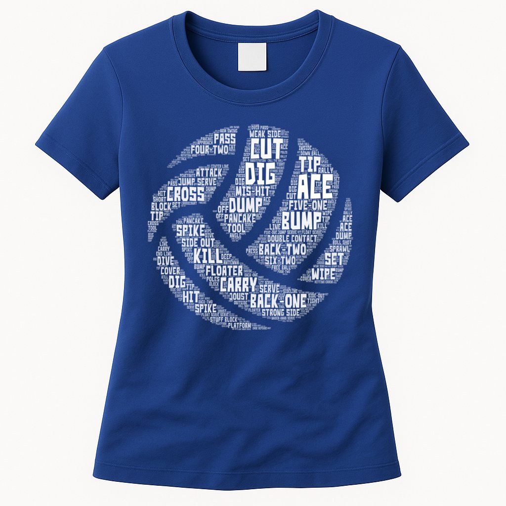 I Love Volleyball Beach Sports Players Word Art Design Gift Womens T-Shirt