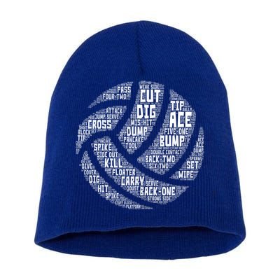 I Love Volleyball Beach Sports Players Word Art Design Gift Short Acrylic Beanie