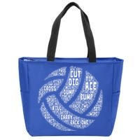 I Love Volleyball Beach Sports Players Word Art Design Gift Zip Tote Bag