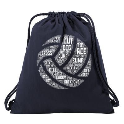 I Love Volleyball Beach Sports Players Word Art Design Gift Drawstring Bag