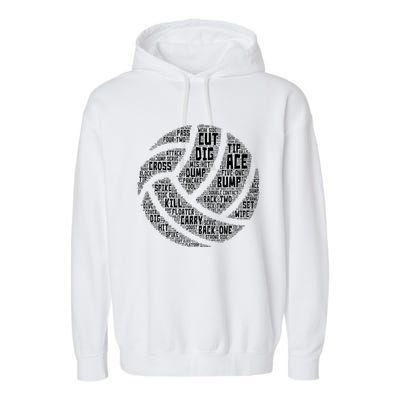 I Love Volleyball Beach Sports Players Word Art Design Gift Garment-Dyed Fleece Hoodie