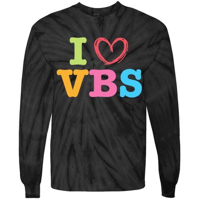 I Love Vbs I Heart Vacation Bible School Crew Bible Study Tie-Dye Long Sleeve Shirt