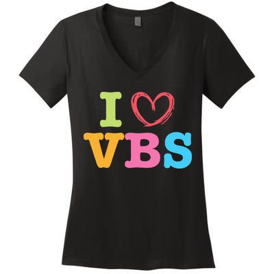 I Love Vbs I Heart Vacation Bible School Crew Bible Study Women's V-Neck T-Shirt