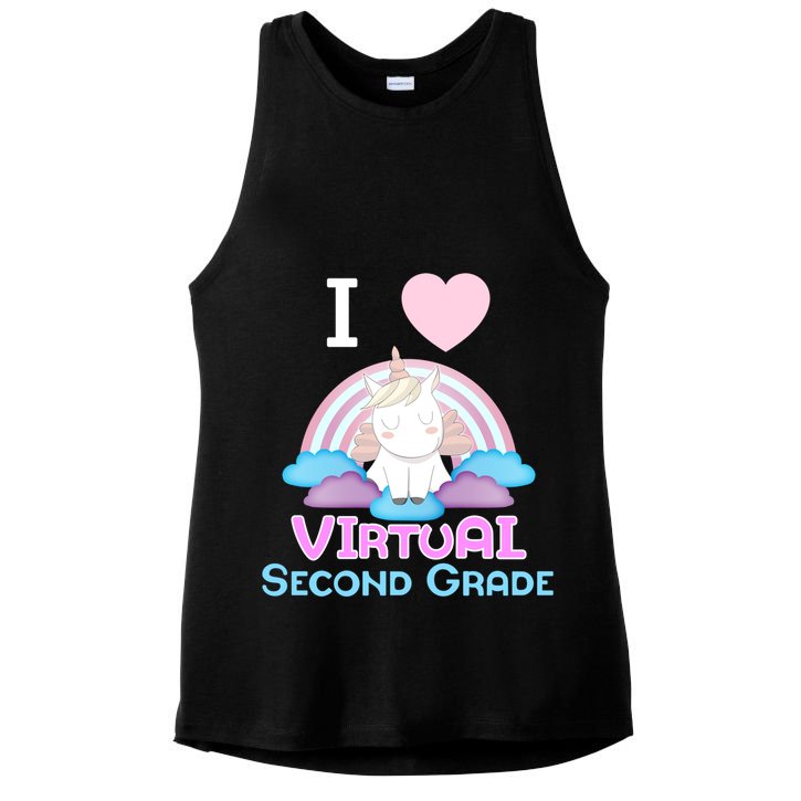 I Love Virtual Second Grade Cute Unicorn Home School Gift Ladies PosiCharge Tri-Blend Wicking Tank