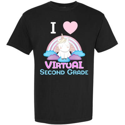 I Love Virtual Second Grade Cute Unicorn Home School Gift Garment-Dyed Heavyweight T-Shirt