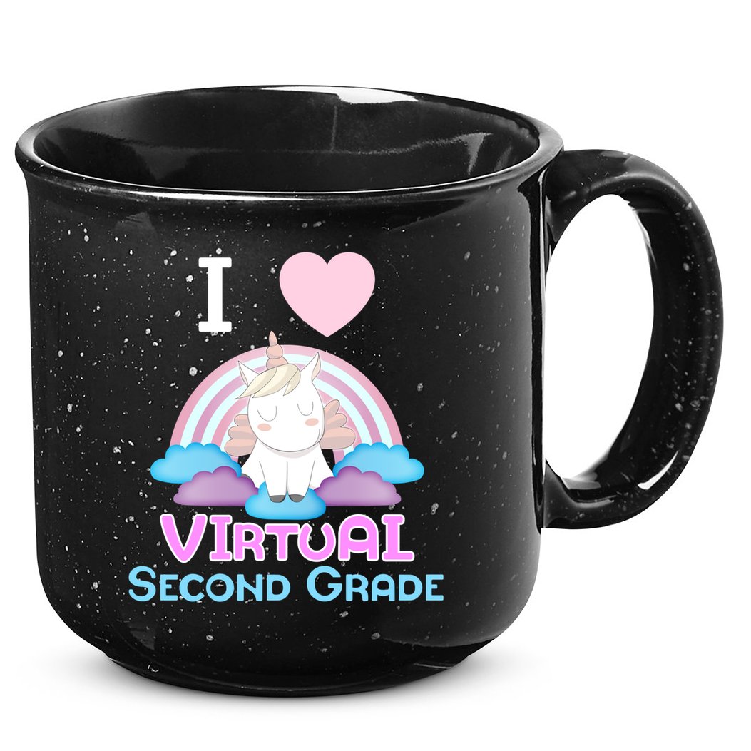 I Love Virtual Second Grade Cute Unicorn Home School Gift 15oz Campfire Ceramic Mug